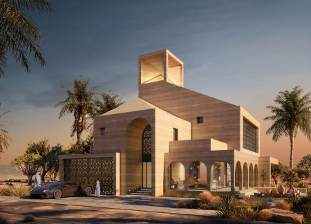 Power Chimneys and Rammed Earth Create a Sustainable Home in the UAE  