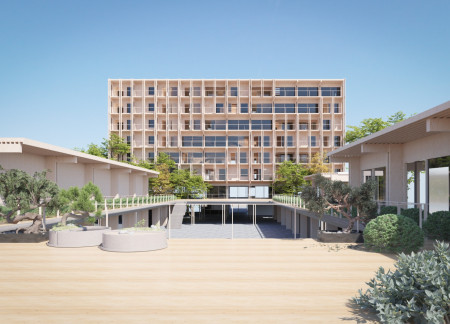 Charred Wooden Shingles and Cross-Laminated Timber Unite in an Intergenerational Community Design