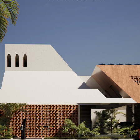 Charred Wooden Shingles and Concrete Integration Shaping a Modern Community Space  