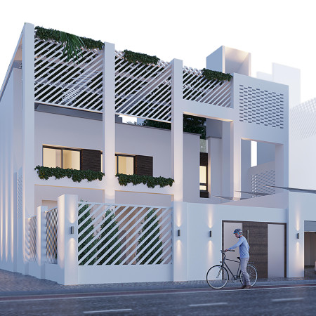 Windcatchers and Natural Cooling: A Sustainable Residence Featuring Modular Concrete and Wood Construction