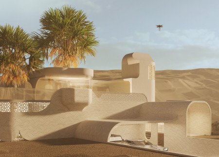 3D Printed Concrete and Robotic Craftsmanship Shaping Sustainable Living in Desert Landscapes
