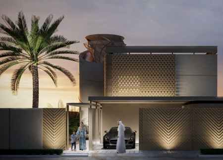 Charred Wooden Shingles and Perforated Screens in a Bioclimatic Residential Design  