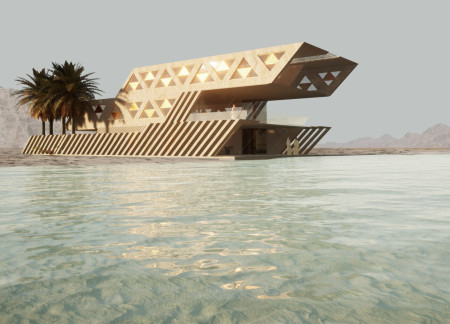 Geometric Patterns and Local Stone Merge in A Sustainable Desert Home