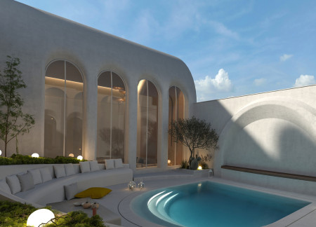 Barrel Vault Roofs and 3D-Printed Elements in a Natural Stone Family Residence  
