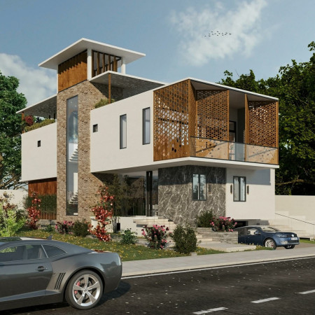 Charred Wooden Shingles Complementing Sustainable Design in Multifunctional Community Space