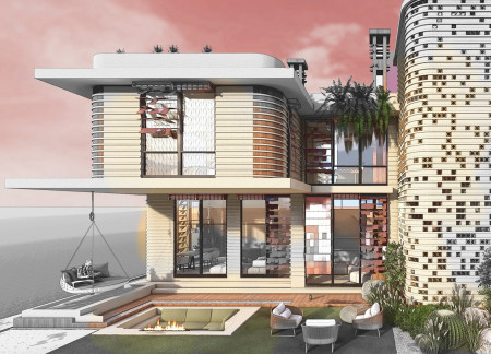 3D Printed Walls and Kinetic Screens Defining Sustainable Living in a Desert Environment  