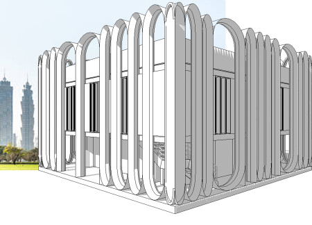 Curved Façade With Solar Panels and Reinforced Concrete in Eco-Friendly Family Home  