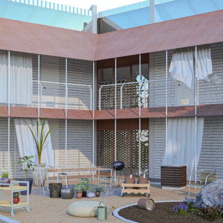 Charred Wooden Shingles and Biophilic Design Enhance Community Spaces Amidst Natural Landscapes  