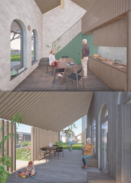 Charred Wooden Shingles and Reinforced Concrete Create Sustainable Community Hub