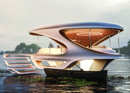 Floating Bamboo Residences with Solar Integration and Water Adaptation Techniques