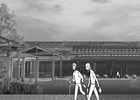 Charred Wooden Shingles and Reinforced Concrete Redefining Community Spaces  