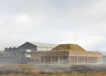 Geothermal Wellness Retreat Featuring Pervious Concrete and Reclaimed Wood Elements  