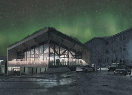 Charred Steel Facade and Sustainable Wood Elements Enhance Community Space Functionality