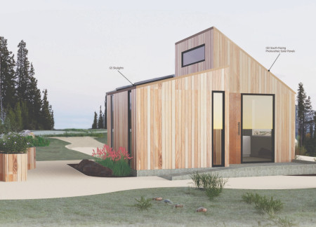 Charred Wooden Shingles and Recycled Plastics Form A Versatile Micro Home for Accessible Living