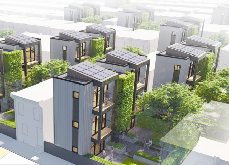 Charred Wooden Facades and Cross-Laminated Timber Unite in Sustainable Urban Living