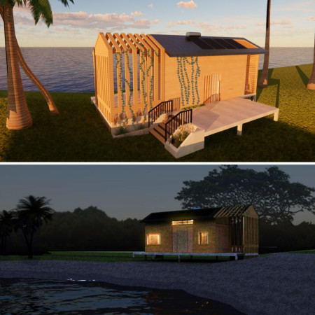Cross-Laminated Timber Retreat With Integrated Rainwater Harvesting on Coastal Island