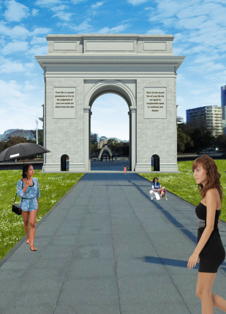 Resilient Limestone Archway Crafted for Community Reflection  