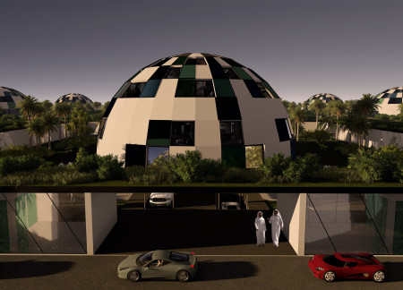Circular Home Featuring Hydroponic Systems and Recycled Steel in Desert Environment