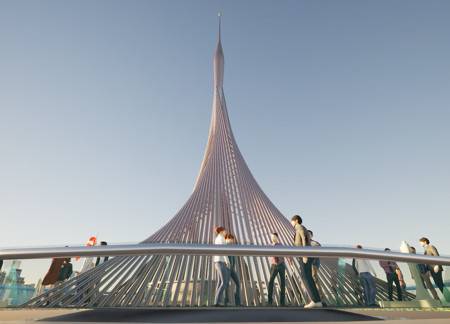 Curvilinear Facade Featuring Translucent Glazing and Sustainable Steel Elements in a Community Tower