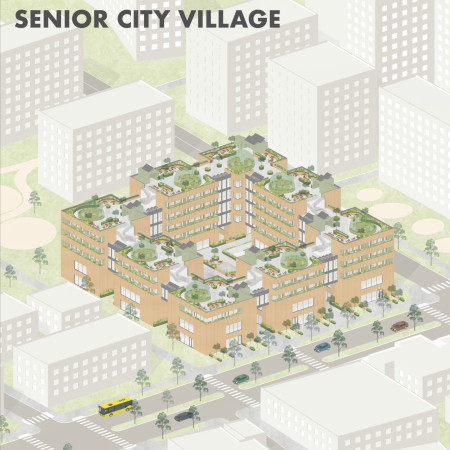 Cross-Laminated Timber Residences Integrated With Communal Rooftop Gardens For Senior Living  