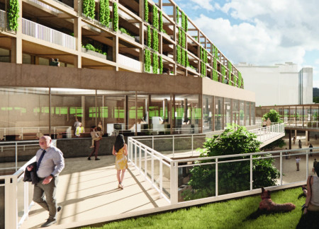 Charred Wooden Shingles and Biophilic Design in a Multi-Use Community Hub