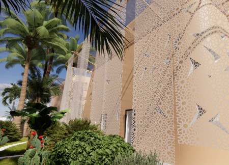 Lattice Facade and Solar Integration in a Sustainable Residential Landscape  