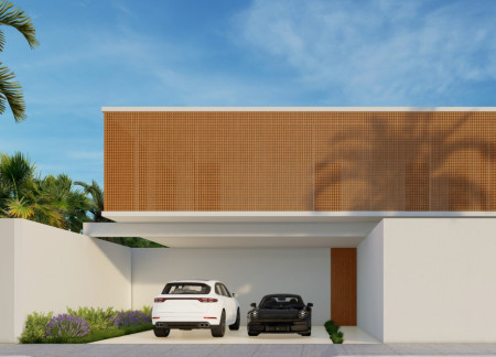 Timber Lattice Facade Featuring 3D-Printed Concrete for a Harmonious Family Home