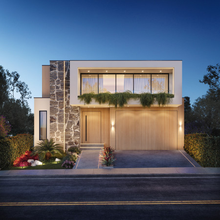 Cantilevered Glass and Natural Slate Home Integrated with Native Landscape Elements  