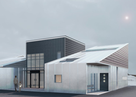 Cross-Laminated Timber Facade with Charred Wood Accents Creating a Dynamic Community Space