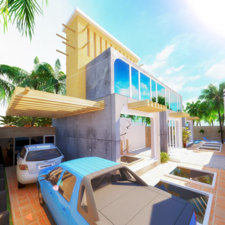 Solar-Powered Community Enhanced by Vertical Gardens and Sustainable Nano Material