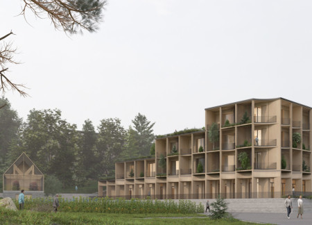 Cross-Laminated Timber Framework Combined with Vertical Gardens in a Sustainable Community Living Environment  