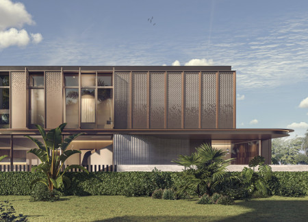 Charred Wooden Shingles and Reinforced Glass Walls Defining Sustainable Urban Living