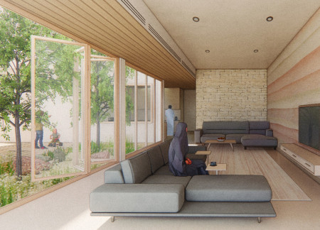 Charred Wood Facade Enhanced by Cross-Laminated Timber Panels in a Sustainable Community Hub  