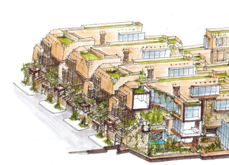 Vertical Gardens and Natural Ventilation in a Stone and Wood Home  