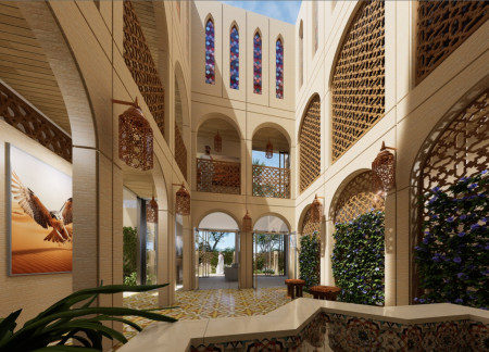 Rammed Earth Construction with Iroko Wood Accents for Sustainable Urban Living