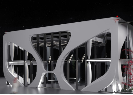 Curvilinear Glass Facade With Integrated Landscaping and Smart Home Technology in Urban Residential Development  