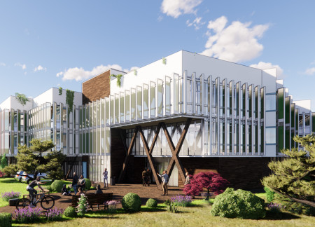 Charred Wooden Shingles and Cross-Laminated Timber Create a Sustainable Community Hub  