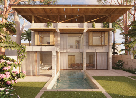 Charred Wooden Shingles and Glass Facades Designing a Community-Focused Residential Space