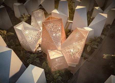 Charred Shingles and Concrete Framework Create Sustainable Community Hub