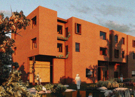 Charred Wooden Shingles and Cross-Laminated Timber Panels Enhance Community Integration  