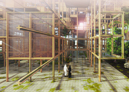 Charred Wooden Shingles and Expansive Glass Facades Shaping a Dynamic Community Space