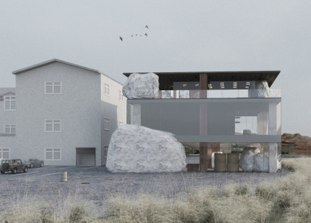 Red Lava and Natural Stone Retreat Incorporating Local Timber in Iceland's Mývatn Region