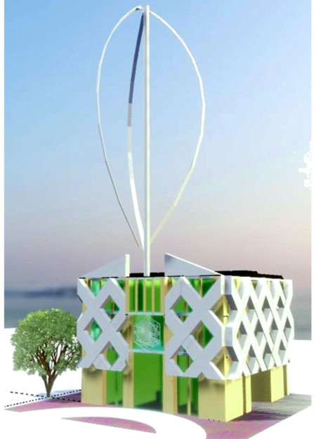 Vertical Axis Wind Turbine and Gypsum Exoskeleton Create Sustainable Living in Arid Environments