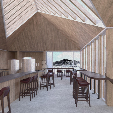 Charred Wooden Shingles and Cross-Laminated Timber Panels Enveloping Community Spaces
