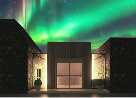 Volcanic Stone and Glass Retreat Designed for Northern Lights Experience  