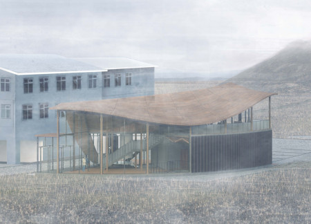 Charred Wooden Shingles and Green Roofs Enhance Community Spaces Through Sustainable Timber Construction  