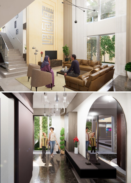 Palm Frond Facades and Geometric Layouts Defining Sustainable Living Spaces in Arid Environments  