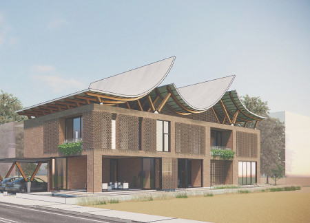 Charred Wooden Shingles and Expansive Glass In A Versatile Community Space