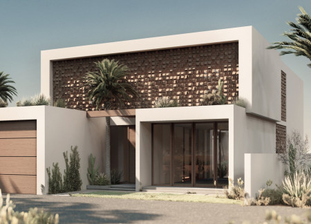 Terracotta Privacy Screens and Sustainable Lime Plaster in a Family Dwelling  