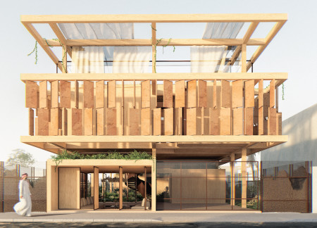 Charred Wooden Shingles and Cross-Laminated Timber Panels Create a Sustainable Community Space